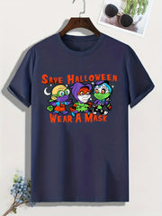 Men's Halloween Print Tee for Summer Outdoor
