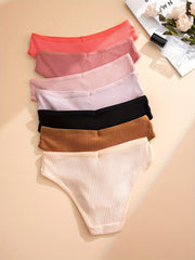 7pcs Ribbed Briefs Stretchy Intimates Panties Women's Lingerie