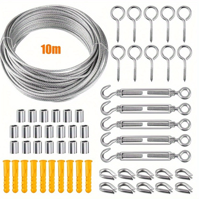 Stainless Steel Rope Suspension Kit Outdoor Hook Tightener Cable Railing Set