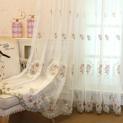 Romantic Pink Lace Sheer Curtains for Bedroom Office Kitchen Living Room