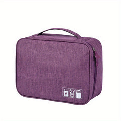 Dividers Cable Storage Bag Double Zipper Portable Handle Travel Digital Bag