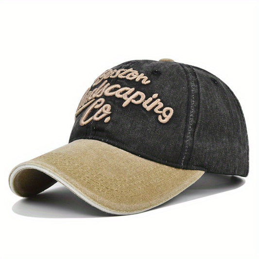 BOSTON Embroidery Baseball Cap Washed Old Baseball Cap Denim Peaked Cap