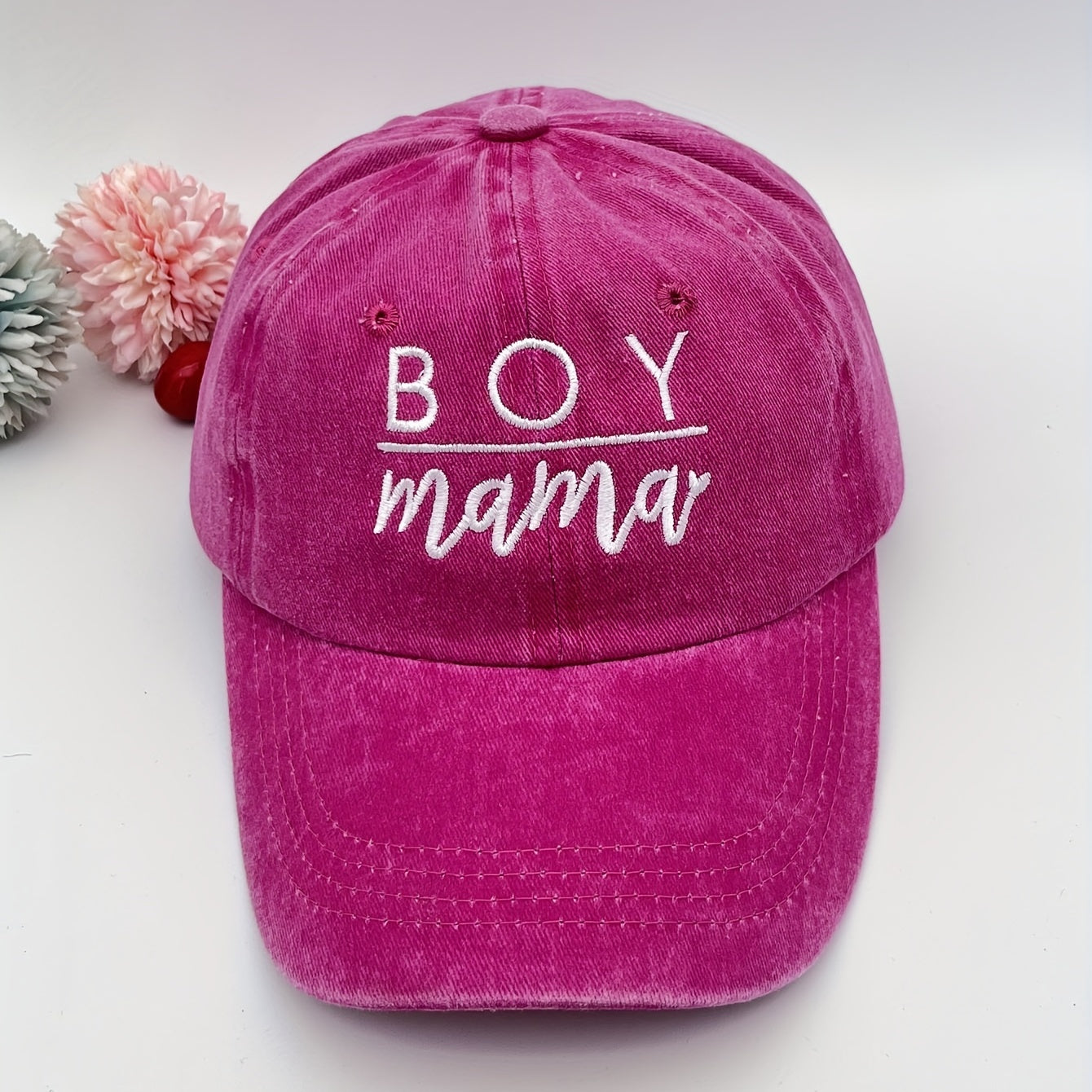 BOY MAMA Embroidery Baseball Cap Distressed Sun Hat