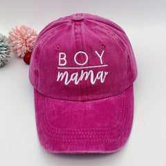 BOY MAMA Embroidery Baseball Cap Distressed Sun Hat