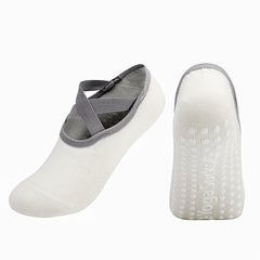 Women's Cross Strap Yoga Socks Non slip Grips Sports Socks for Pilates Barre