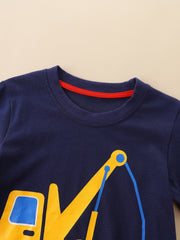 Cartoon Digger Boys Sweatshirt Long Sleeve Crew Neck Tops