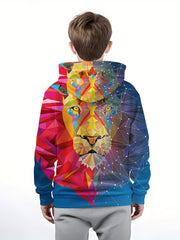Colorful Lion Boys 3D Print Hoodie Spring Fall Kids Sweatshirt