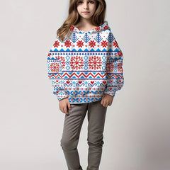 Girls Christmas Hooded Pullover Kids Clothes For Christmas Gift