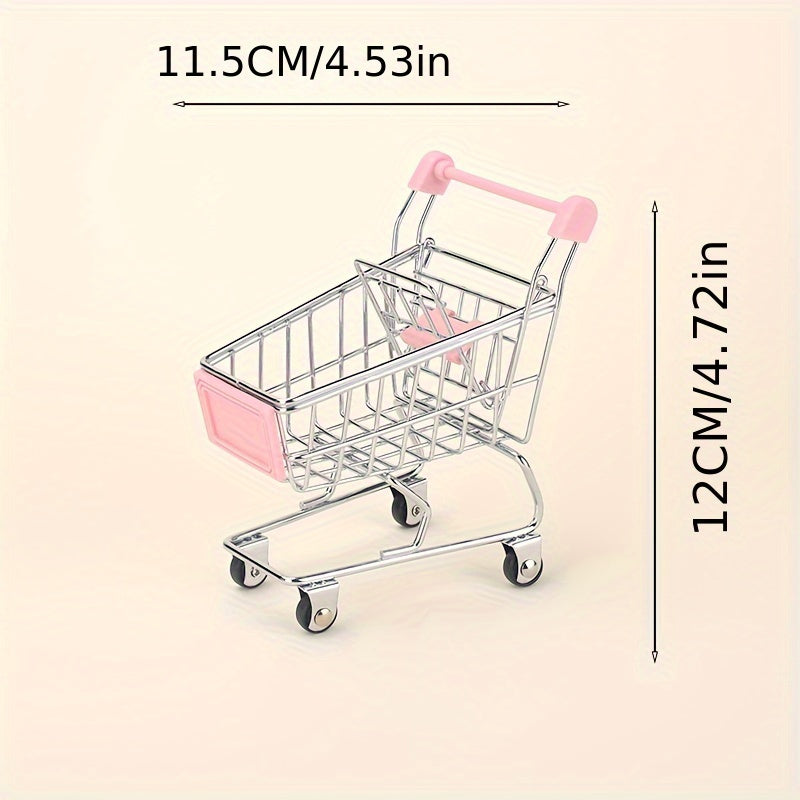 Mini Supermarket Shopping Cart Handcart Model Food Play Role Push Cart
