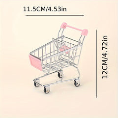Mini Supermarket Shopping Cart Handcart Model Food Play Role Push Cart