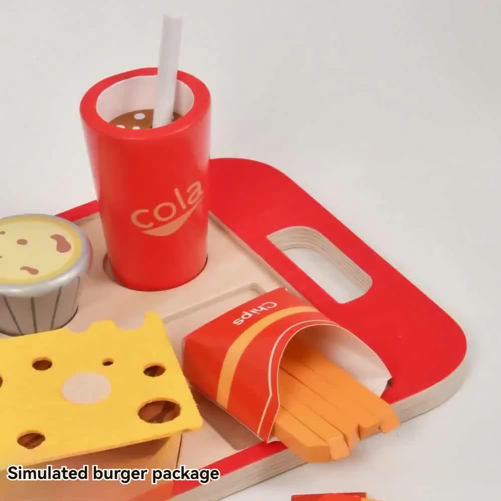 Wooden Hamburger Playhouse with Fries and Drinks Set