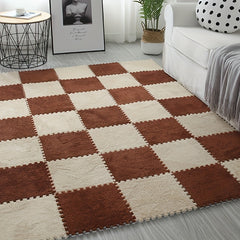12pc Interlocking Shaggy Foam Mat Anti-slip Area Rugs Kids Room Floor Tiles