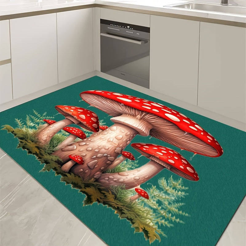 Mushroom Pattern Area Rug for Bathroom Kitchen Living Room
