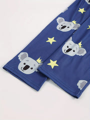 Koala Print Lounge Set Long Sleeve Top & Pants Women's Loungewear