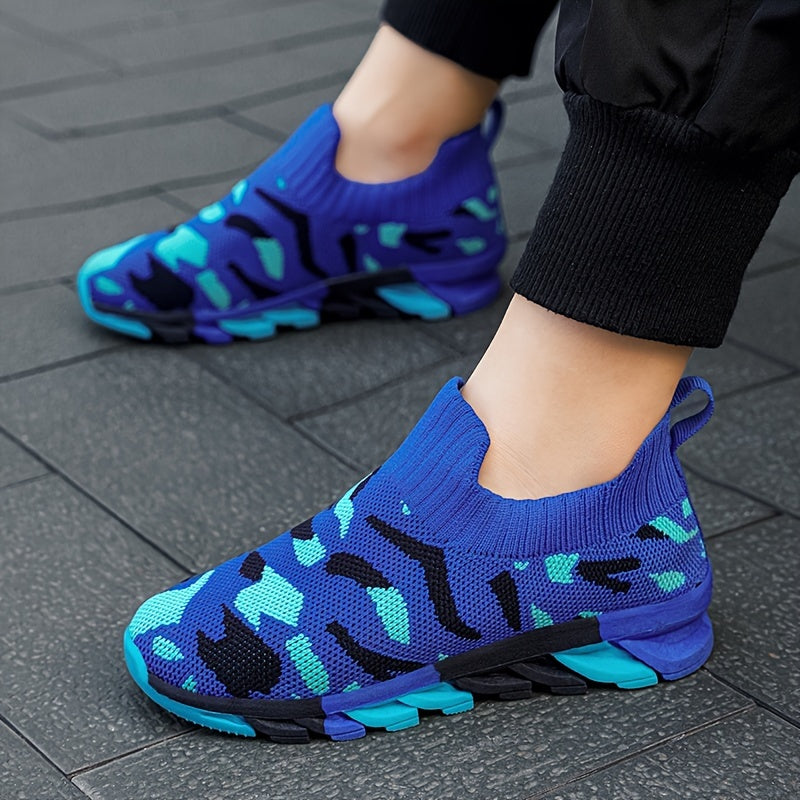 Boy's Camo Slip On Sock Shoes Breathable Non Slip Sneakers