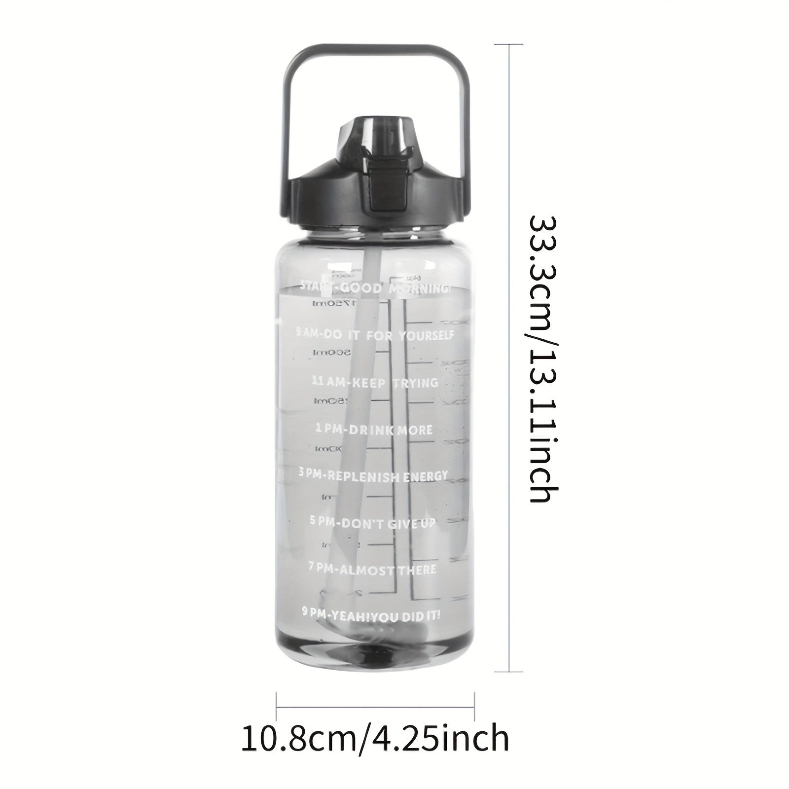 2000ml Portable Water Cup Lightweight Bottle Straw Fitness Outdoor Sports
