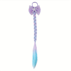 Rainbow Colored Braids Hair Extensions With Rubber Bands Bows