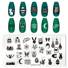 Easter Nail Art Stamping Plates Eggs and Rabbit Designs for DIY Manicures