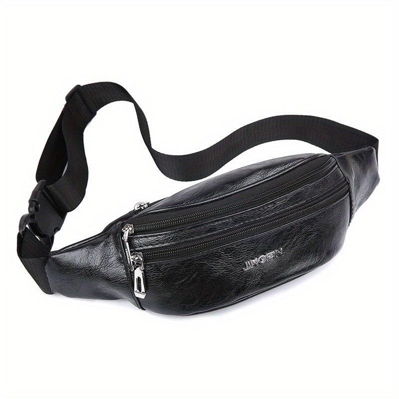 Waterproof PU Leather Waist Bag Fanny Pack for Outdoor Sports Hiking Travel