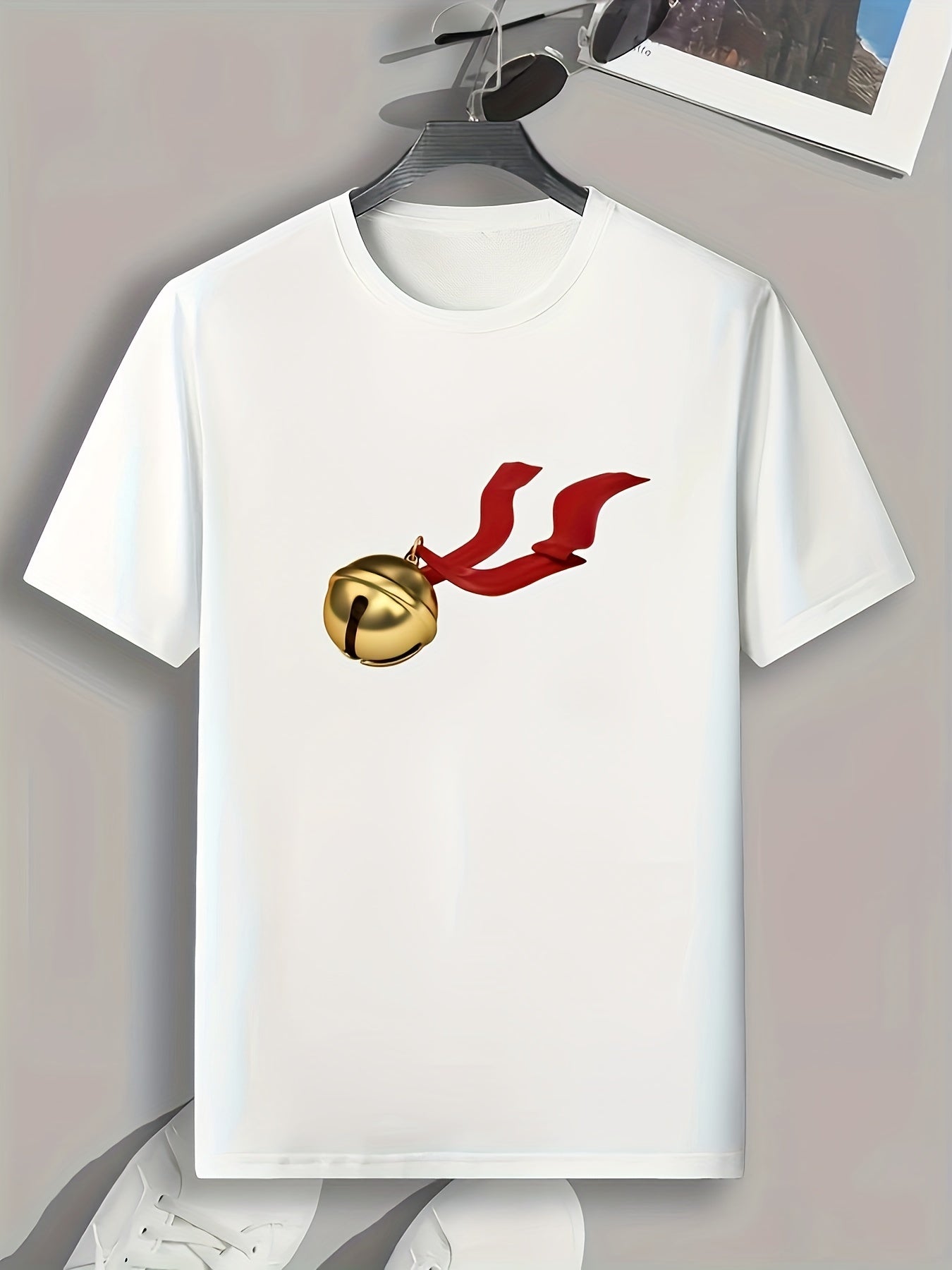 Bell Pattern Print Men's Comfy Sports T-shirt Graphic Tee