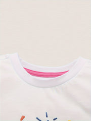 100% Cotton Girls Unicorn Graphic Short Sleeve T-shirt - Summer Gift