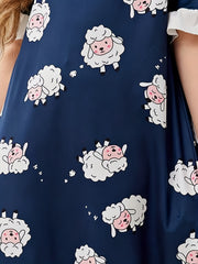 Sheep Print PJ Ruffle Nightgown for Girls