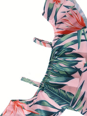 Baby Girls Leaf Graphic Print One Piece Swimsuit