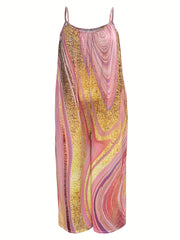 Marble Print Wide Leg Cami Jumpsuit