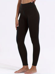 Solid Fleece Lined Yoga Leggings High Waist Sports Pants
