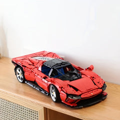 Red Sports Car Building Block Toy Set for Adults