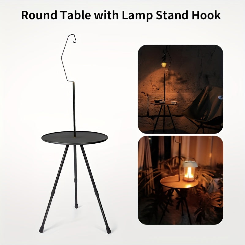 WESTTUNE Camping Round Table With Light Stand Ultralight Portable Folding Table