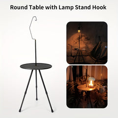 WESTTUNE Camping Round Table With Light Stand Ultralight Portable Folding Table