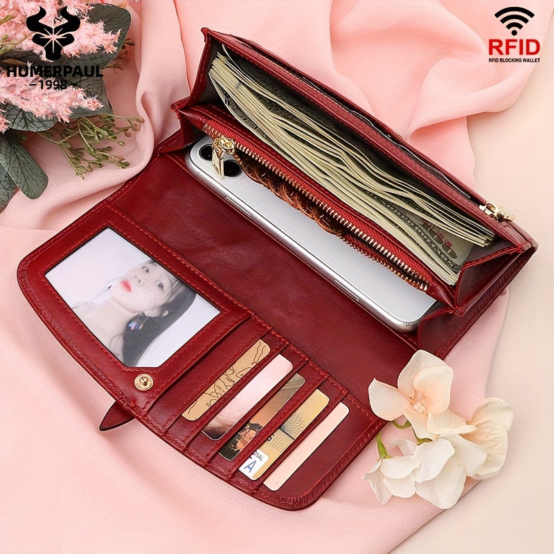 Long Capacity Leather Handbag for Women and Men