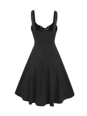 Zipper Tie Front Dress Casual Backless Solid Midi Dress Women's Clothing