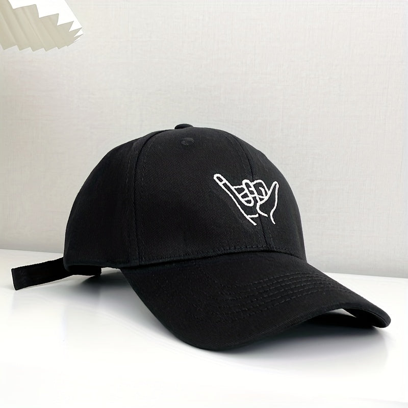 2pcs Gesture Embroidered Bucket Hat Set Unisex Sun Hat