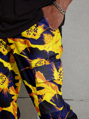 Flower Print Men's Cargo Jogger Pants