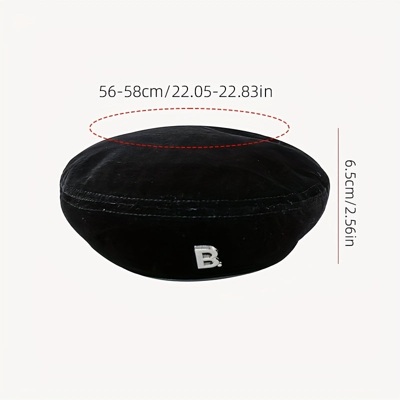 Vintage Velvet Beret Cap Classic Octagonal Hat for Women