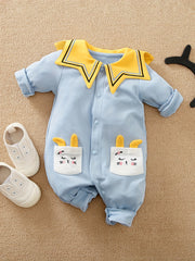 Cute Rabbit Pocket Embroidered Baby Cotton Bodysuit