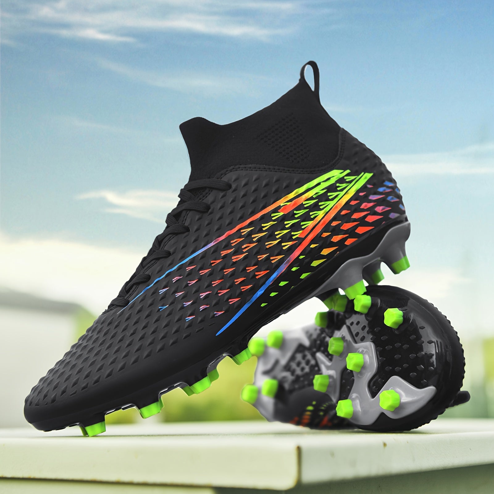 Boys High Top Non Slip Football Cleat Spikes Outdoor Soccer Cleats