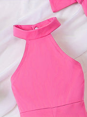 Toddler Baby Girls Stylish Halter Neck Wide Leg Jumpsuit