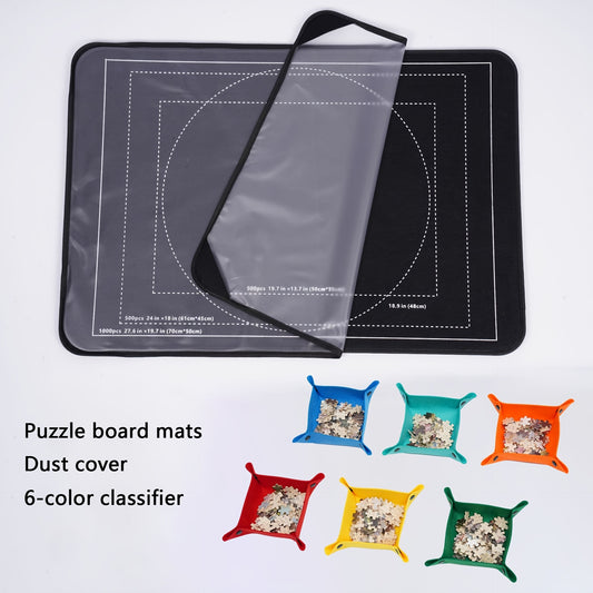 Foldable Puzzle Board Mat with Trays & Lid - 500/1000pc Storage