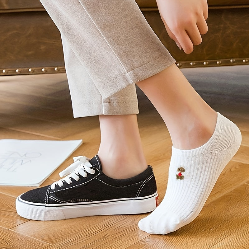 10 Pairs Cartoon Embroidery Low Cut Ankle Socks Women's Stockings