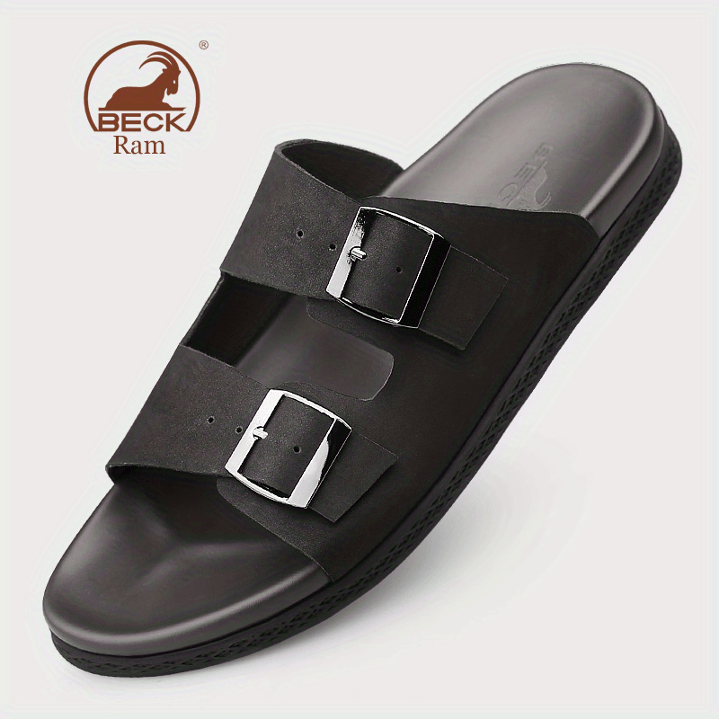 Men's Buckle Strap Slip On Slide Sandals Outdoor Slippers