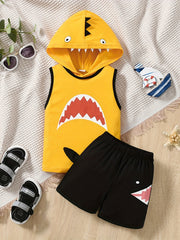 Boys Shark Teeth Outfit Casual Summer Kids Clothes
