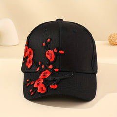 Red Plum Embroidery Baseball Cap Adjustable Sports Dad Hat