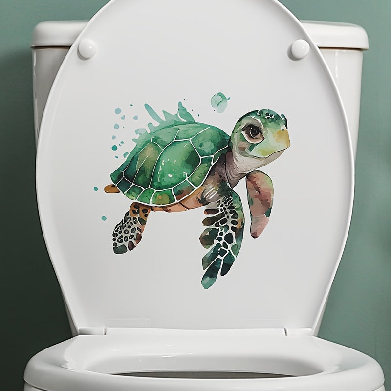Watercolor Turtle Toilet Sticker Self-adhesive Waterproof PVC 29x11.4inch