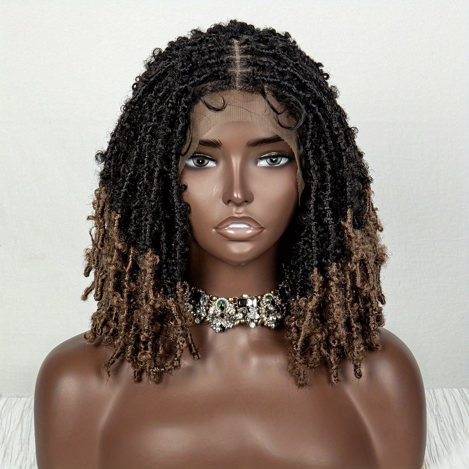 Triangle Knotless Butterfly Locs Braided Wig Shoulder Length Locs Wigs