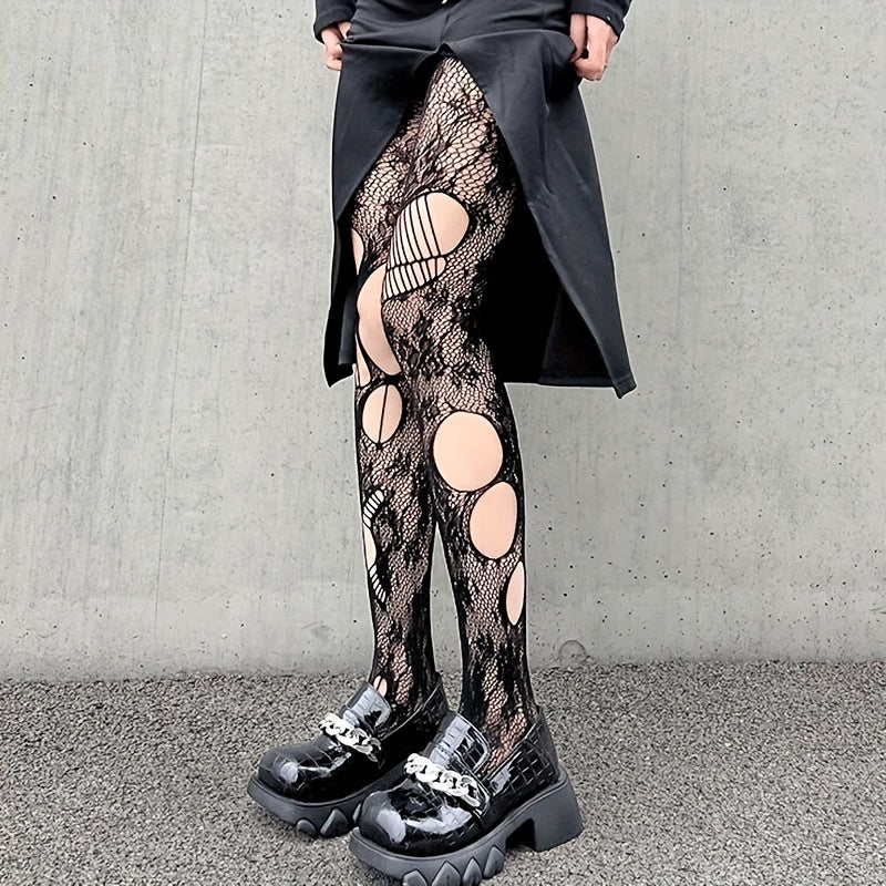 High Waist Jacquard Fishnet Tights Women's Stockings