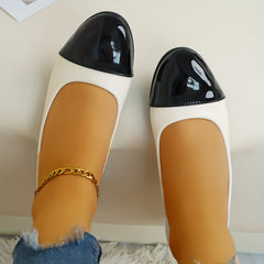 Women's Almond Toe Flat Shoes Soft Sole Faux Leather Comfy Work Flats