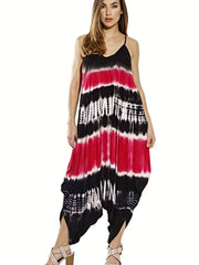 Tie Dye V Neck Harem Jumpsuit